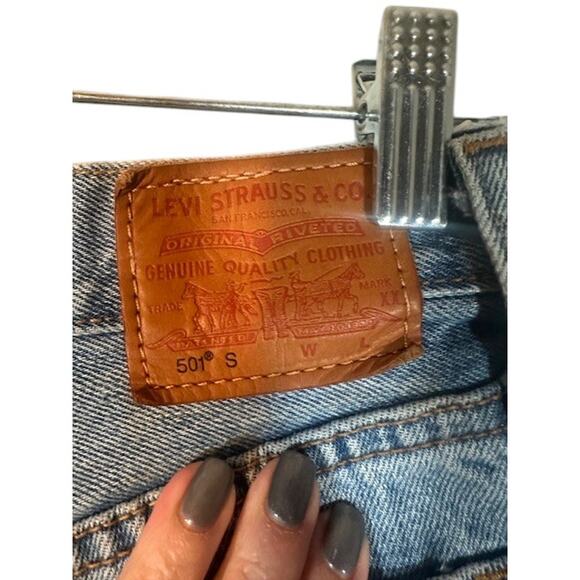 Levi's Light Blue Ripped Button Fly 501 S Skinny Denim Jeans Women Sz 26 - Picture 9 of 12